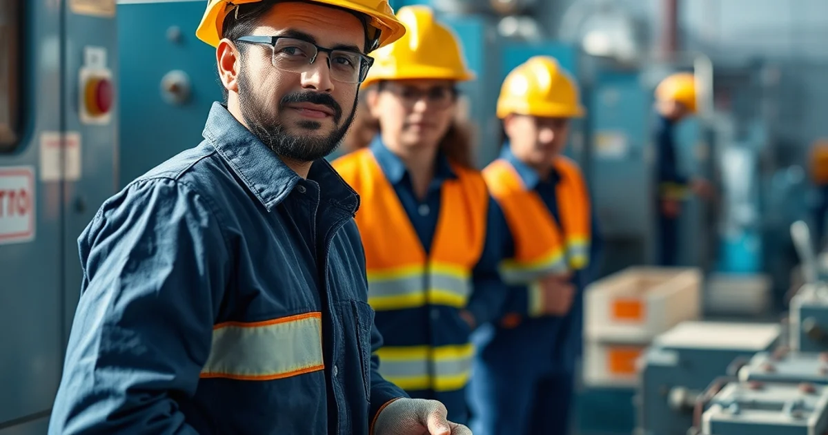 cena industrial ilustrando loto em manutencao 3 erros fatais na nr 12 — LOTO em manutenção: 3 erros fatais na NR-12